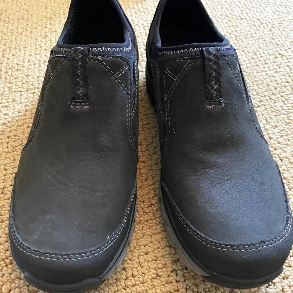 Womens Clarks Black Leather Slip On Waterproof